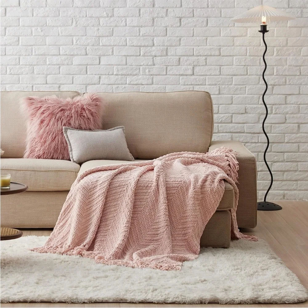 Light Pink Cozy Ultra Soft Bedroom Indoor outdoor Throw Blanket- Gift/Presence